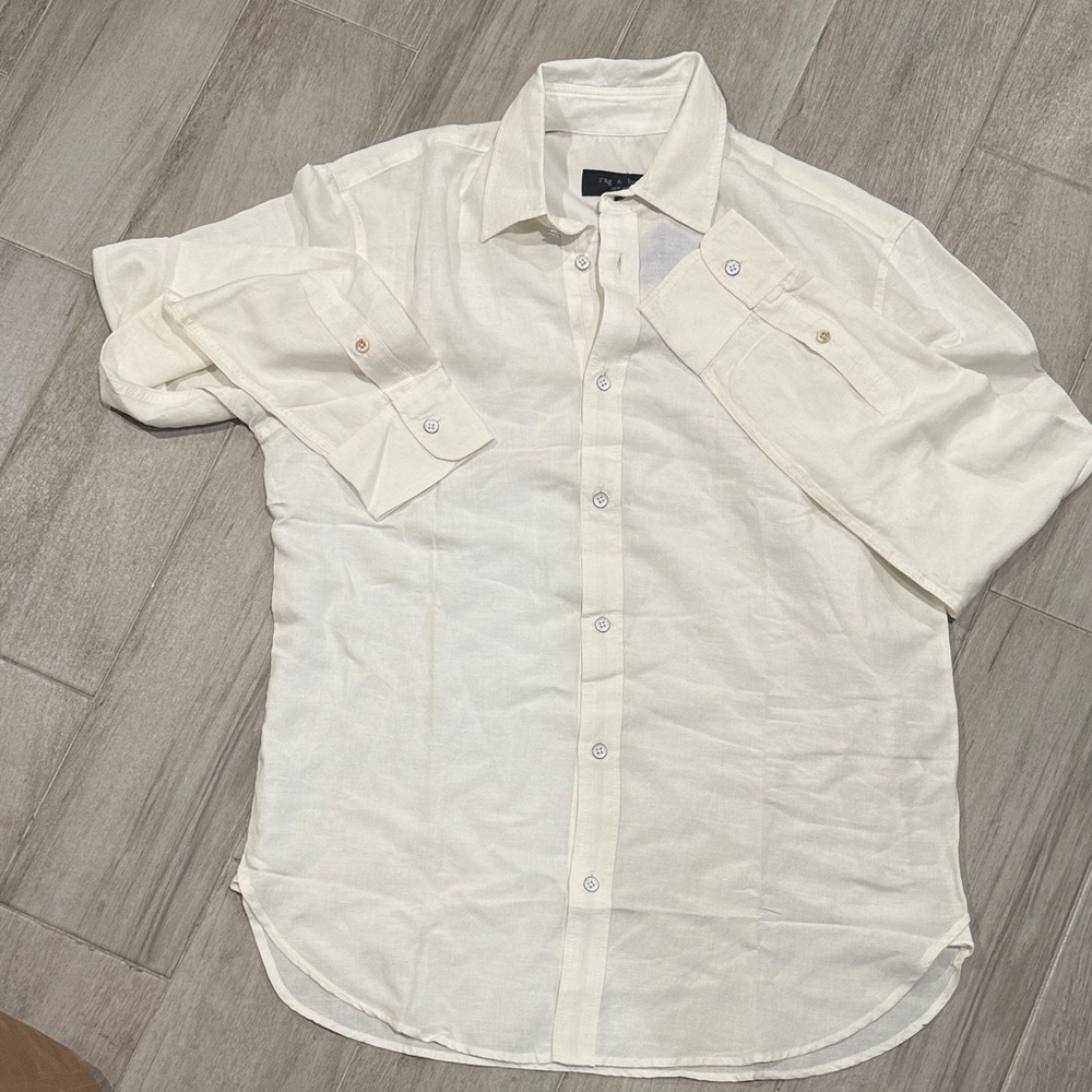 Rag & Bone Classic White Long Sleeve Gus Shirt